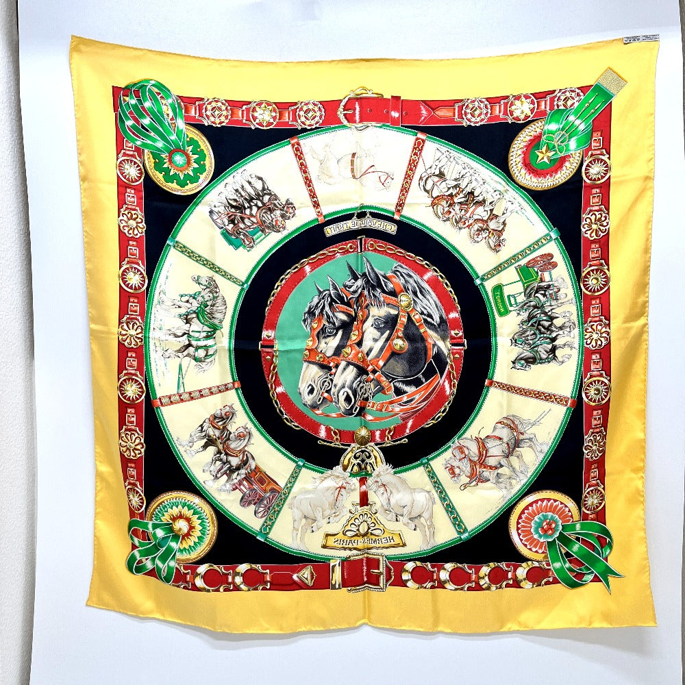 HERMES CHEVAUX DE TRAIT 輓馬 カレ90 カレ 90 スカーフ シルク