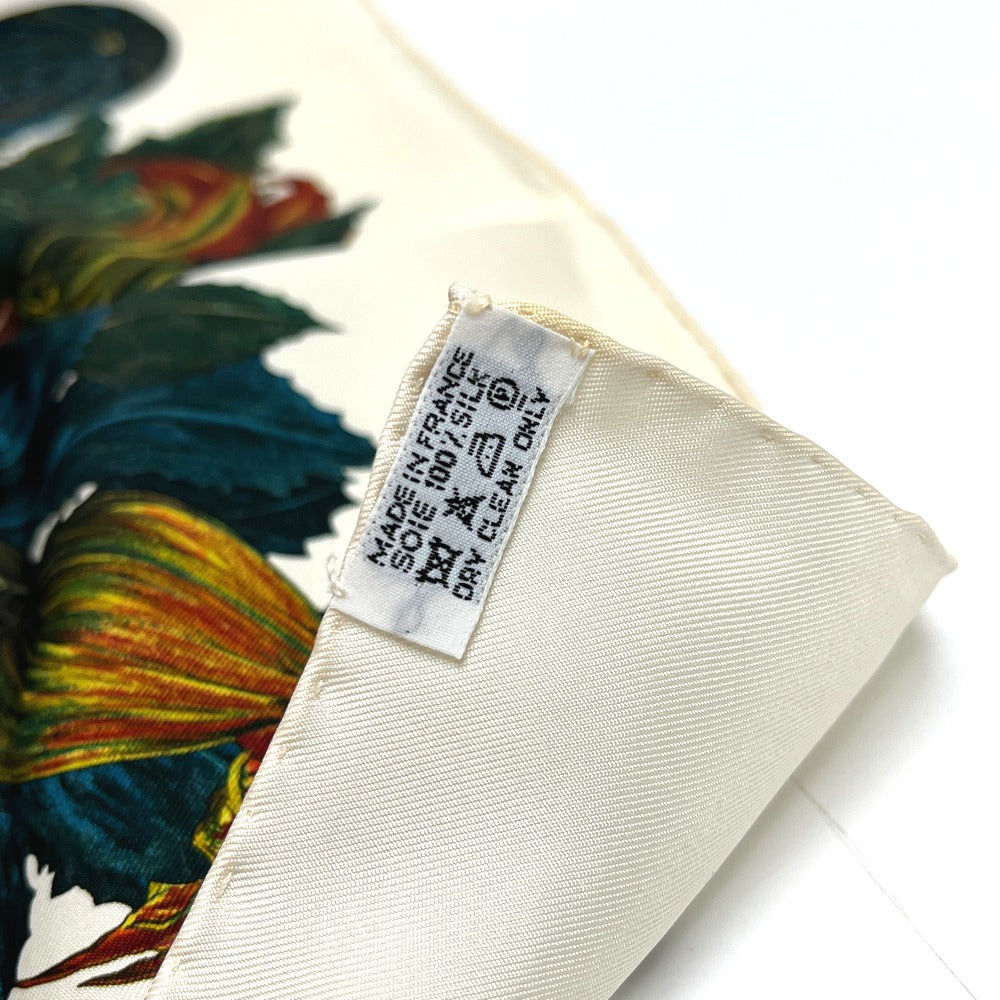 HERMES CITROUILLES＆COLOQU IN TES カボチャとコロシント カレ90 スカーフ シルク レディース ホワイトベージュ ホワイト