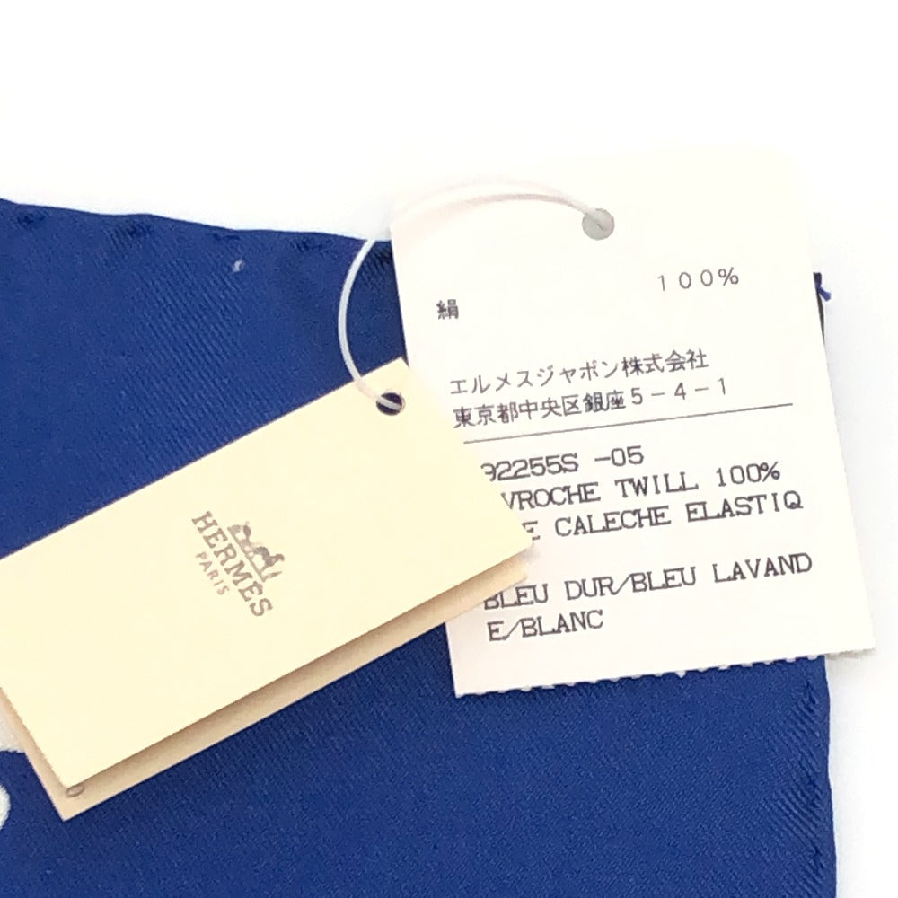 HERMES Carré 40 Caleche Elastic Fashion Accessory Silk Scarf Women's Blue