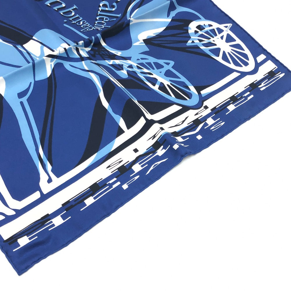 HERMES Carré 40 Caleche Elastic Fashion Accessory Silk Scarf Women's Blue