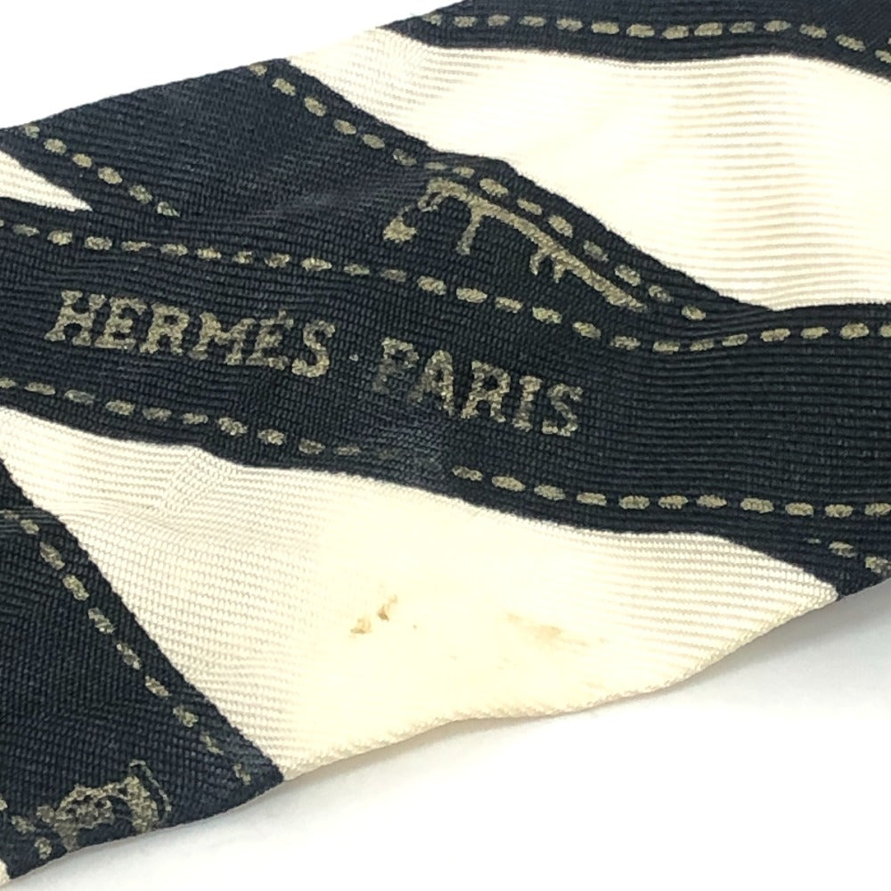 HERMES ツイリー BOLDUC AU CARRE ボルデュックリボン ファッション小物 リボン柄 バンドスカーフ スカーフ シルク レディース ホワイト
