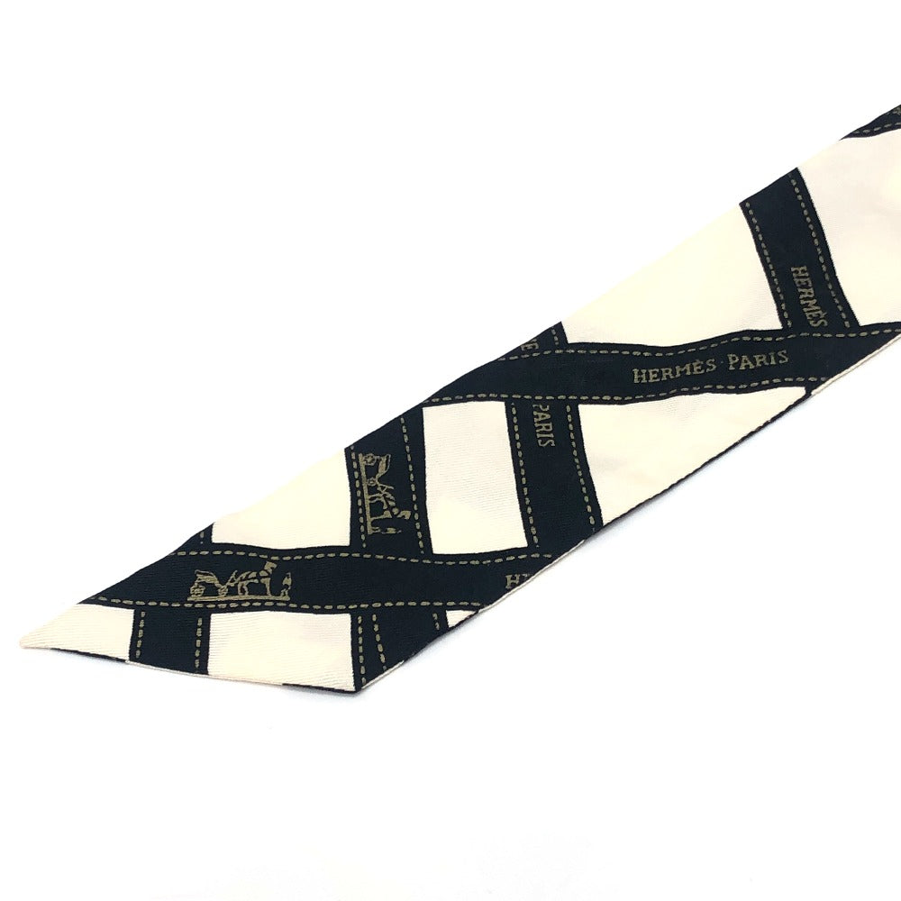 HERMES ツイリー BOLDUC AU CARRE ボルデュックリボン ファッション小物 リボン柄 バンドスカーフ スカーフ シルク レディース ホワイト