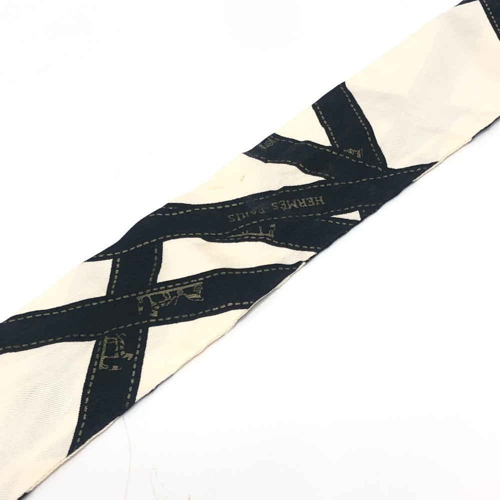 HERMES ツイリー BOLDUC AU CARRE ボルデュックリボン ファッション小物 リボン柄 バンドスカーフ スカーフ シルク レディース ホワイト