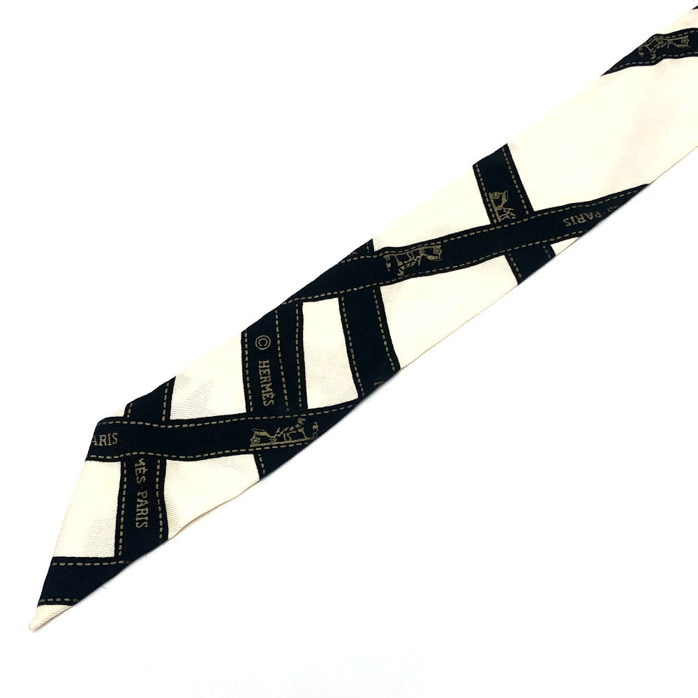 HERMES ツイリー BOLDUC AU CARRE ボルデュックリボン ファッション小物 リボン柄 バンドスカーフ スカーフ シルク レディース ホワイト