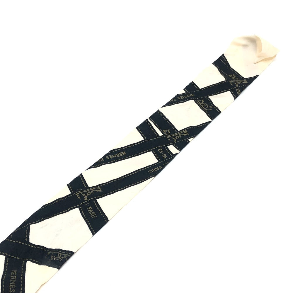 HERMES ツイリー BOLDUC AU CARRE ボルデュックリボン ファッション小物 リボン柄 バンドスカーフ スカーフ シルク レディース ホワイト