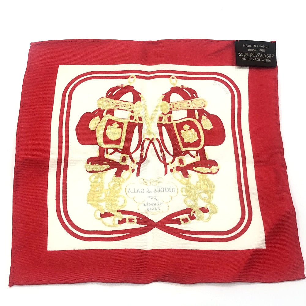 HERMES BRIDES de GALA Ceremony Horse Bridle Nano Carré 20 Carré 20 Small Item Handkerchief Silk Unisex Red