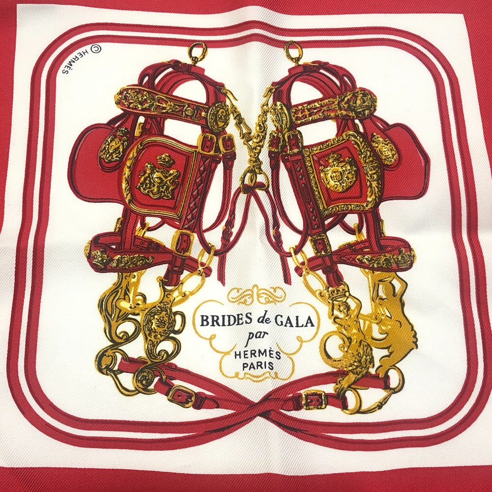 HERMES BRIDES de GALA Ceremony Horse Bridle Nano Carré 20 Carré 20 Small Item Handkerchief Silk Unisex Red