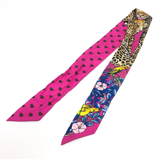 HERMES JUNGLE LOVE LOVE Twilly Fashion Accessories Scarf Silk Women's Multicolor