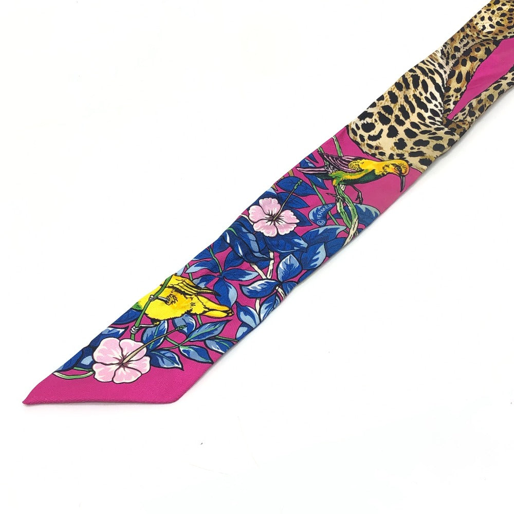 HERMES JUNGLE LOVE LOVE Twilly Fashion Accessories Scarf Silk Women's Multicolor