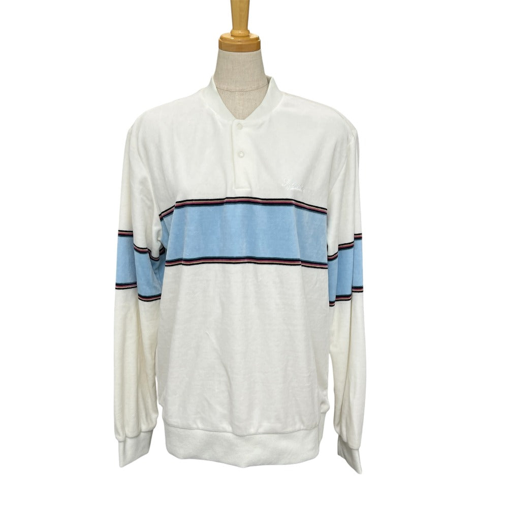 Supreme Snap Henley Long Sleeve Velour Snap Henley Tops and Other Velour Men's White