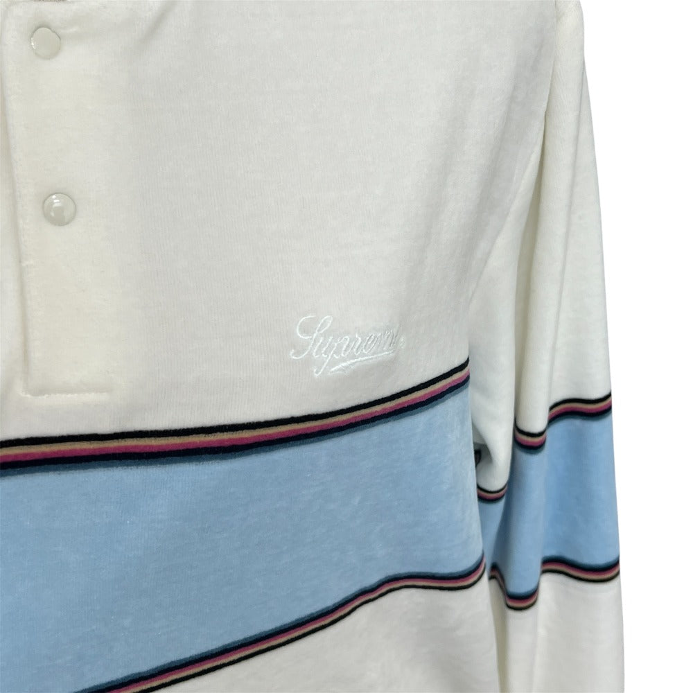 Supreme Snap Henley Long Sleeve Velour Snap Henley Tops and Other Velour Men's White