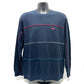 Supreme 17AW Multicolor Piping Pique Crewneck Long Sleeve Top, Cotton, Men's, Navy