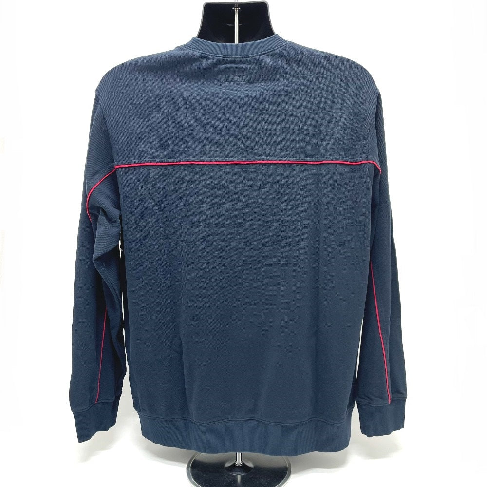 Supreme 17AW Multicolor Piping Pique Crewneck Long Sleeve Top, Cotton, Men's, Navy