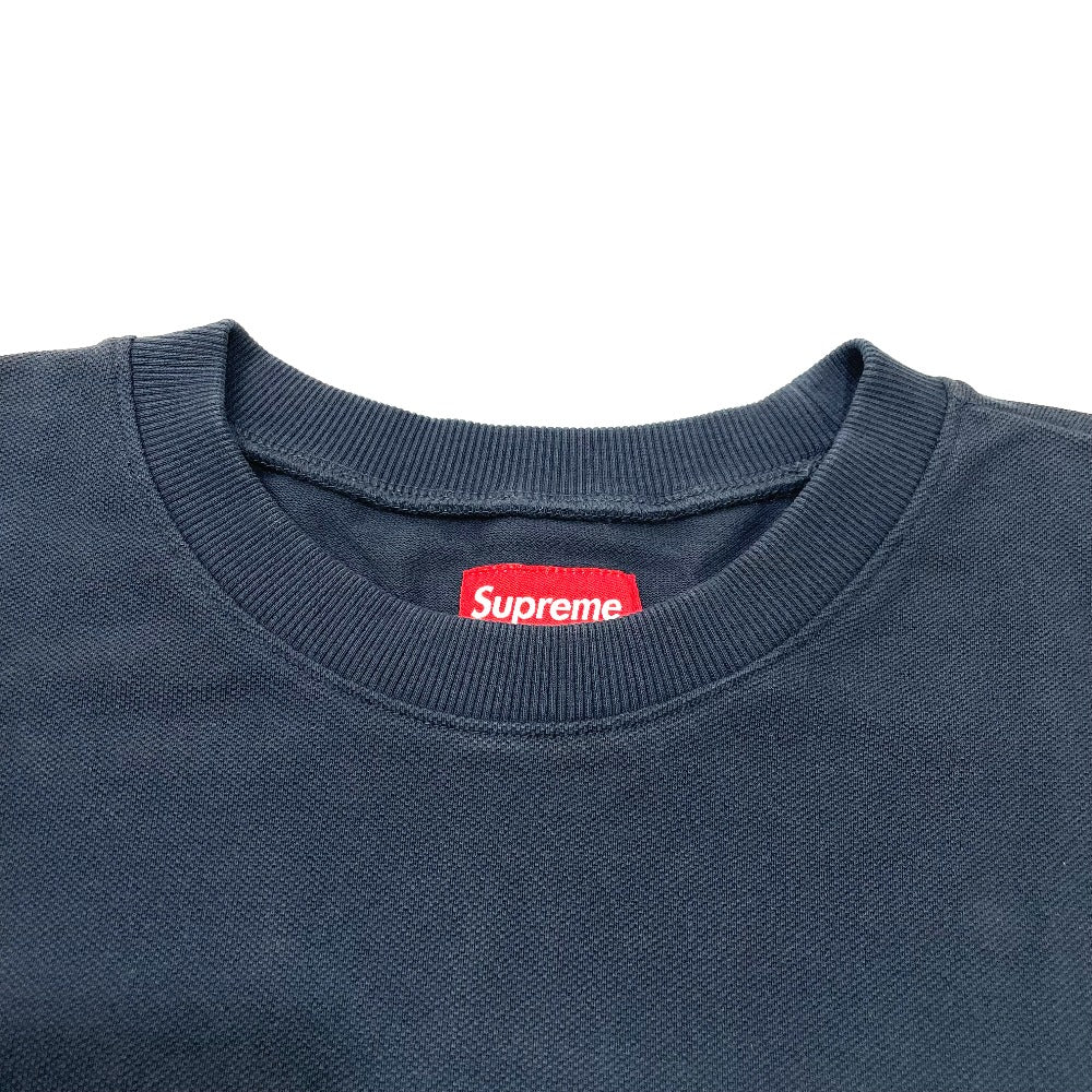 Supreme 17AW Multicolor Piping Pique Crewneck Long Sleeve Top, Cotton, Men's, Navy