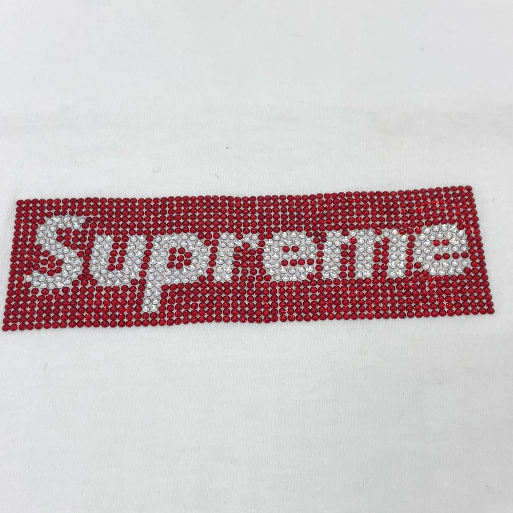 Supreme Box Logo T-Shirt Apparel SUPREME x Swarovski 2019SS Men's Short Sleeve Cotton T-Shirt White x Red