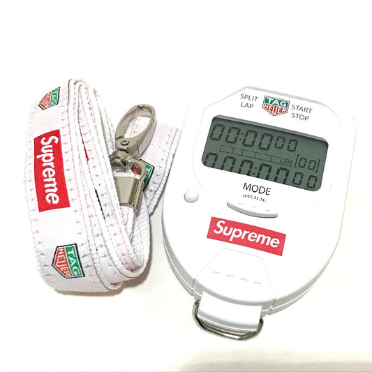 Supreme Stopwatch Pocket Clock with Tag Heuer Collaboration, Unisex, White