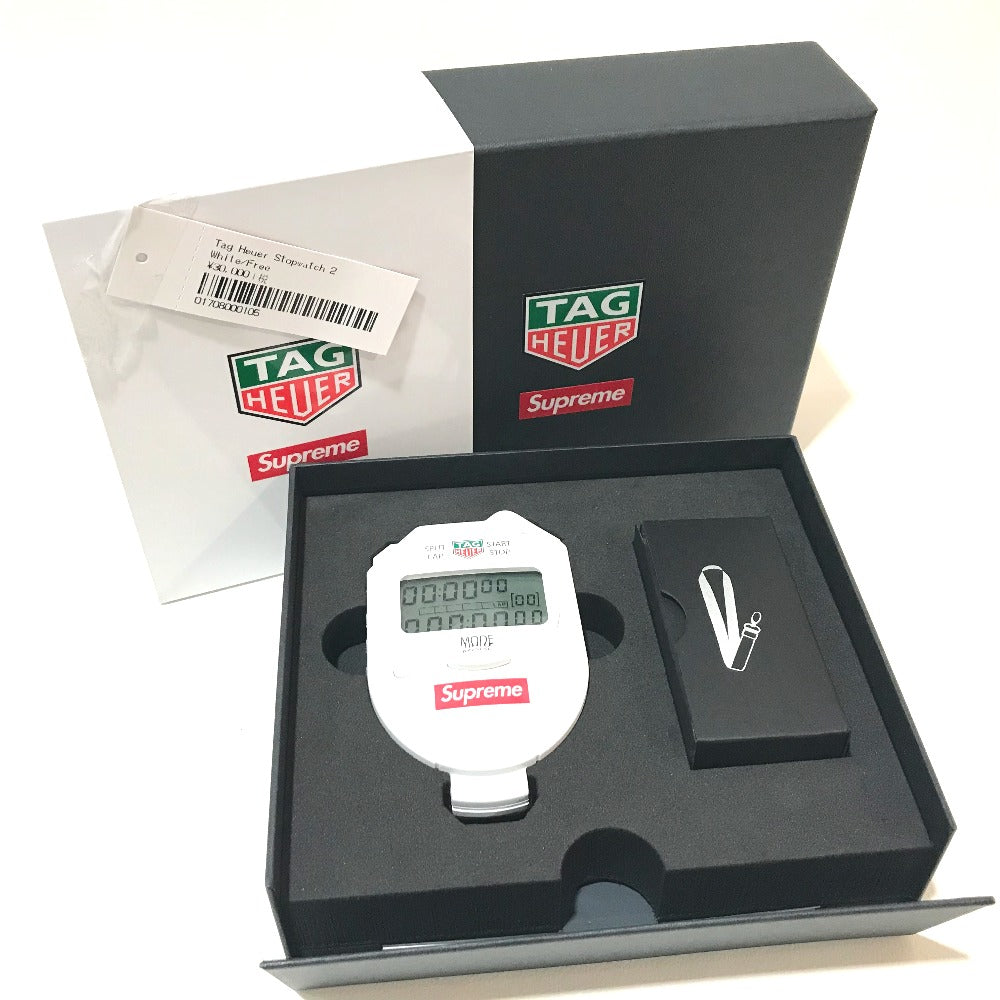 Supreme Stopwatch Pocket Clock with Tag Heuer Collaboration, Unisex, White