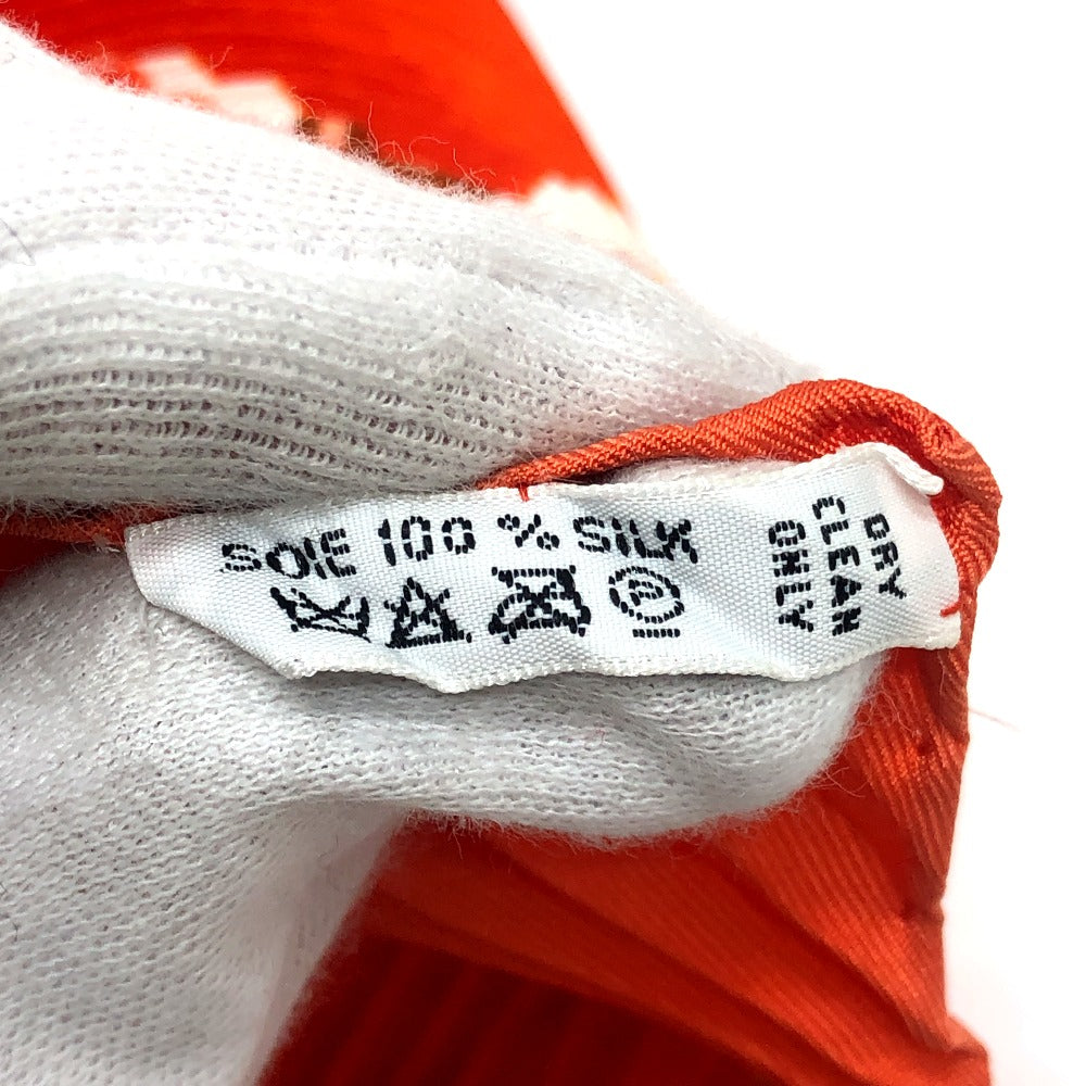 HERMES プリーツスカーフ プリーツ・カレ Smiles in Third millenary 三千年紀の微笑 プリーツ スカーフ シルク レディース オレンジ