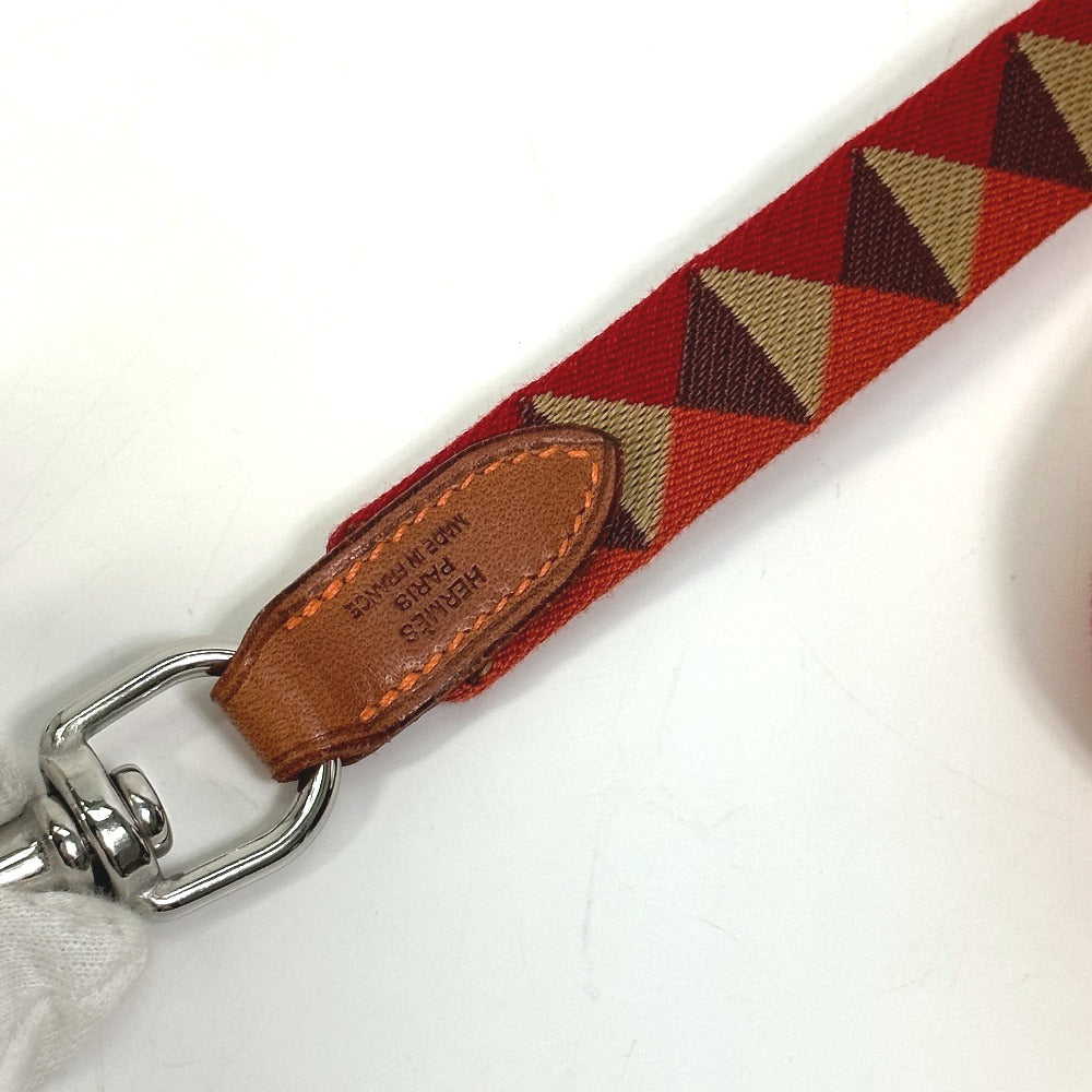 HERMES Medor Slim Dog Leash, Canvas/Leather, Women's, Dark Irish Red