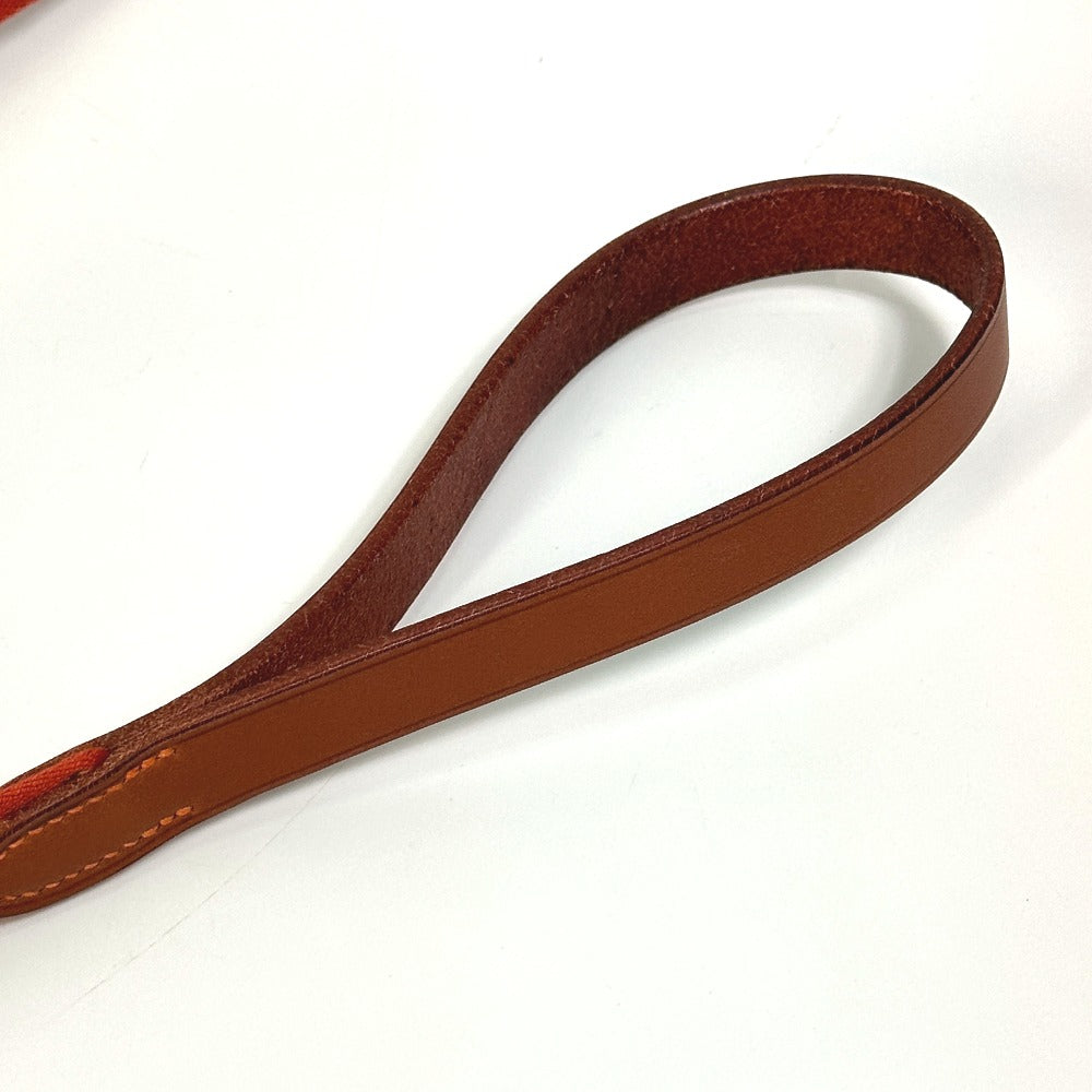 HERMES Medor Slim Dog Leash, Canvas/Leather, Women's, Dark Irish Red