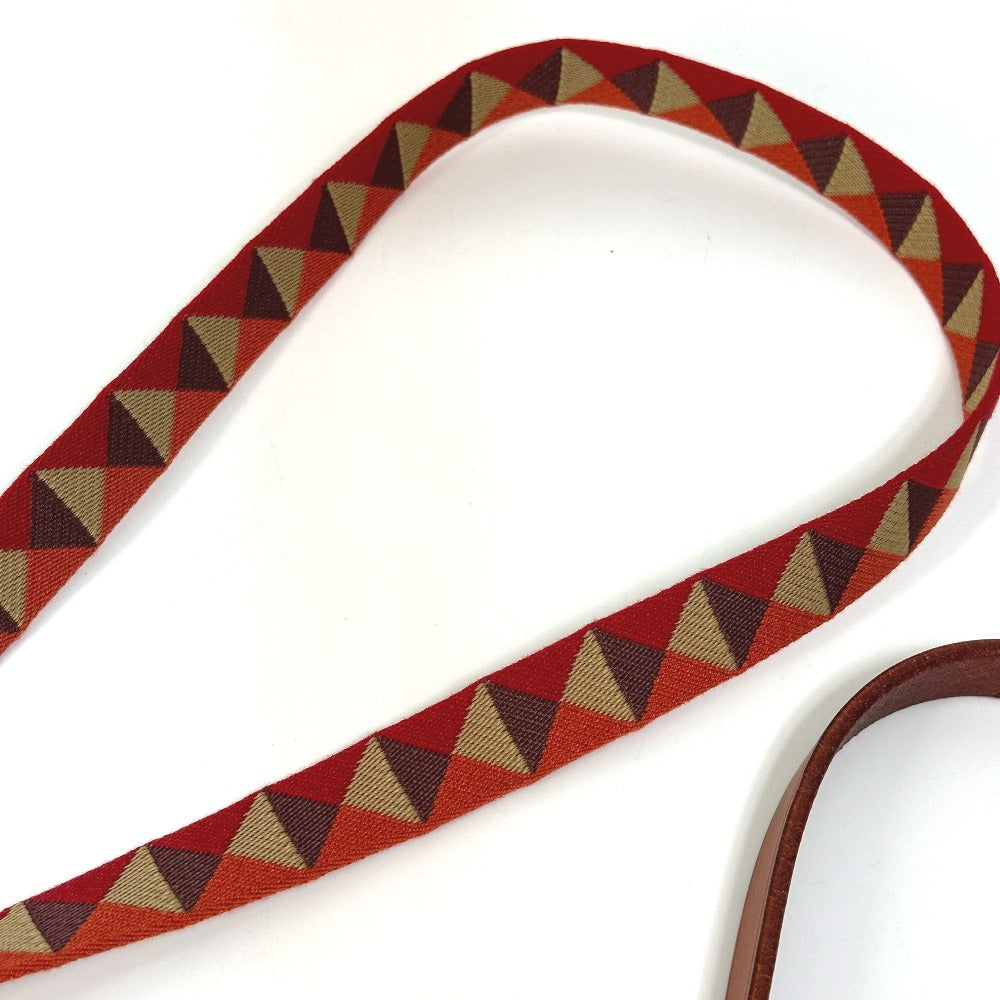 HERMES Medor Slim Dog Leash, Canvas/Leather, Women's, Dark Irish Red