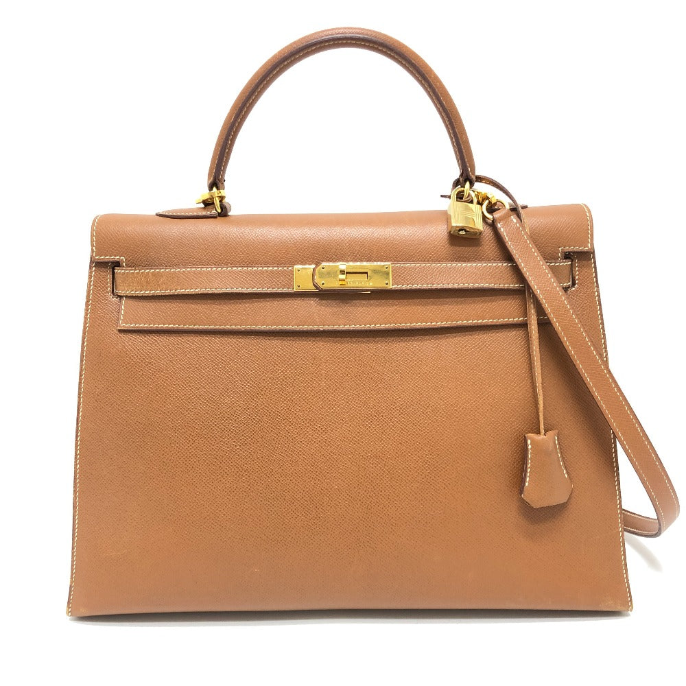 HERMES ケリー35 外縫い 2WAYバック 斜め掛けバック カバン バック ハンドバッグ クシュベル レディース ゴールド G金具 ブラウン - brandshop-reference