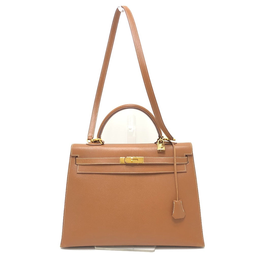 HERMES ケリー35 外縫い 2WAYバック 斜め掛けバック カバン バック ハンドバッグ クシュベル レディース ゴールド G金具 ブラウン - brandshop-reference