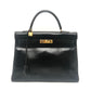 HERMES ケリー35 ケリー 35 内縫い カバン ゴールド金具 ハンドバッグ ボックスカーフ レディース ブラック