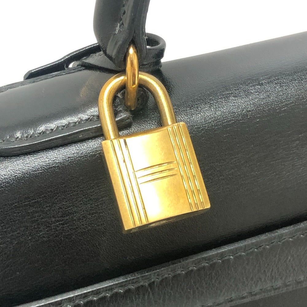 HERMES ケリー35 ケリー 35 内縫い カバン ゴールド金具 ハンドバッグ ボックスカーフ レディース ブラック