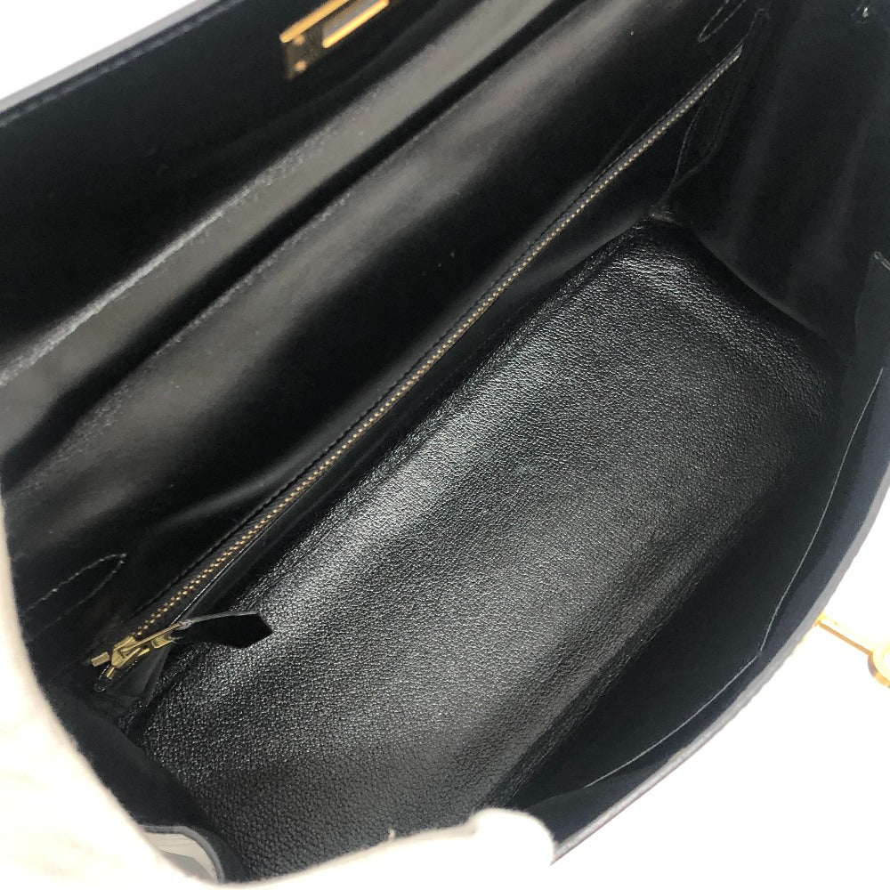 HERMES ケリー35 ケリー 35 内縫い カバン ゴールド金具 ハンドバッグ ボックスカーフ レディース ブラック