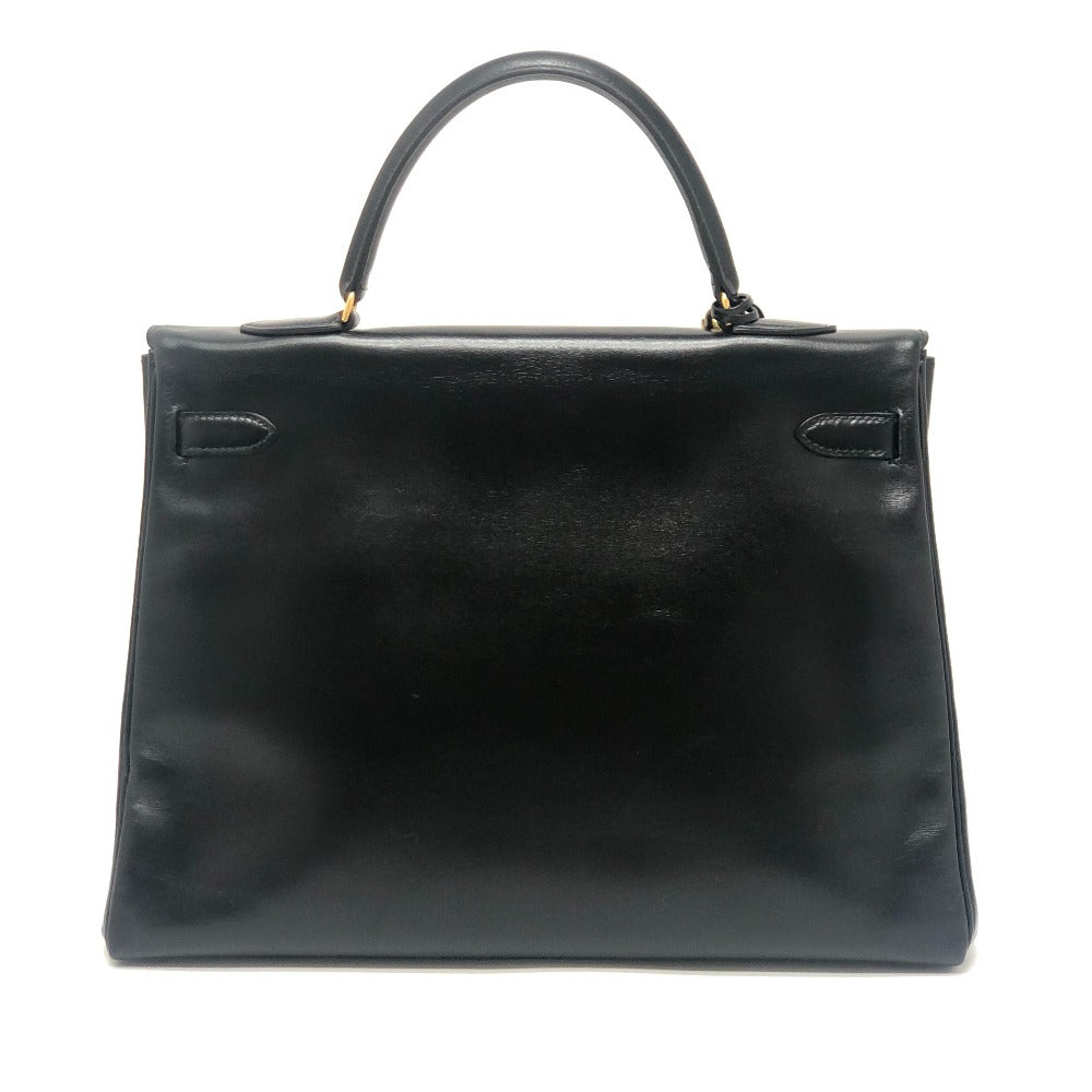 HERMES ケリー35 ケリー 35 内縫い カバン ゴールド金具 ハンドバッグ ボックスカーフ レディース ブラック