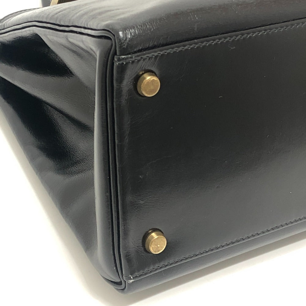 HERMES ケリー35 ケリー 35 内縫い カバン ゴールド金具 ハンドバッグ ボックスカーフ レディース ブラック