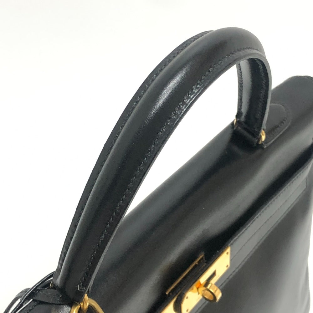 HERMES ケリー35 ケリー 35 内縫い カバン ゴールド金具 ハンドバッグ ボックスカーフ レディース ブラック
