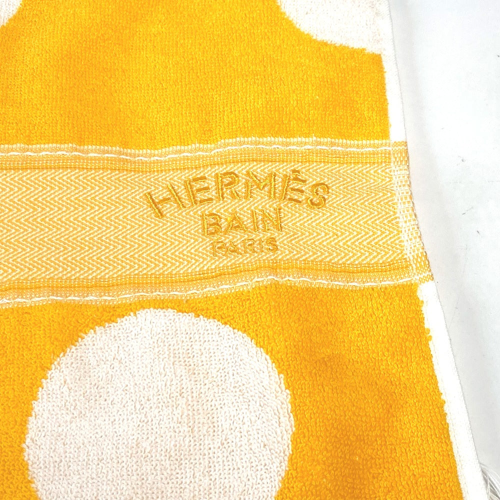 HERMES ヨッティング ドット 水玉 ビーチタオル フリンジ タオル コットン レディース