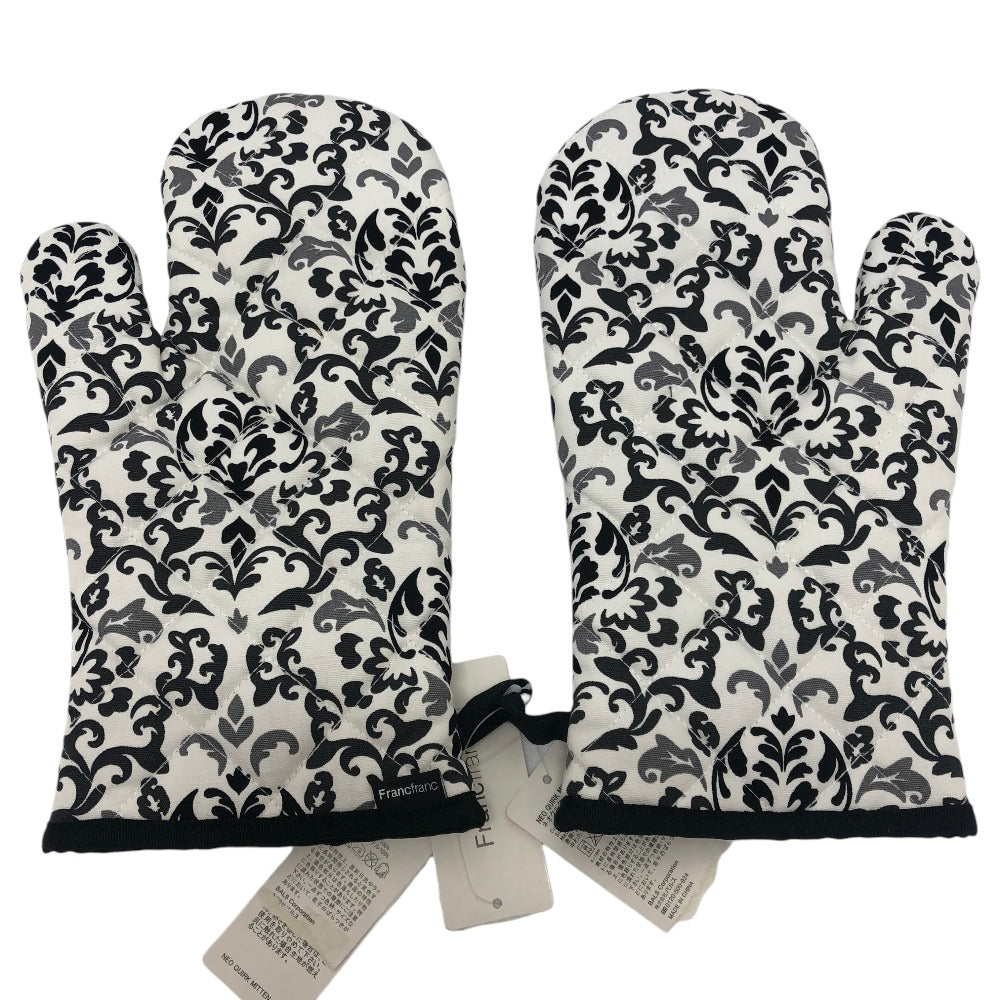 Francfranc Damask Neo Curuk Oven Mitts Kitchenware Cotton Unisex White