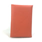 HERMES Business Card Holder/Pass Case with Calvi Palm Tree Design, Bifold Card Case, Swift, Unisex, Orange