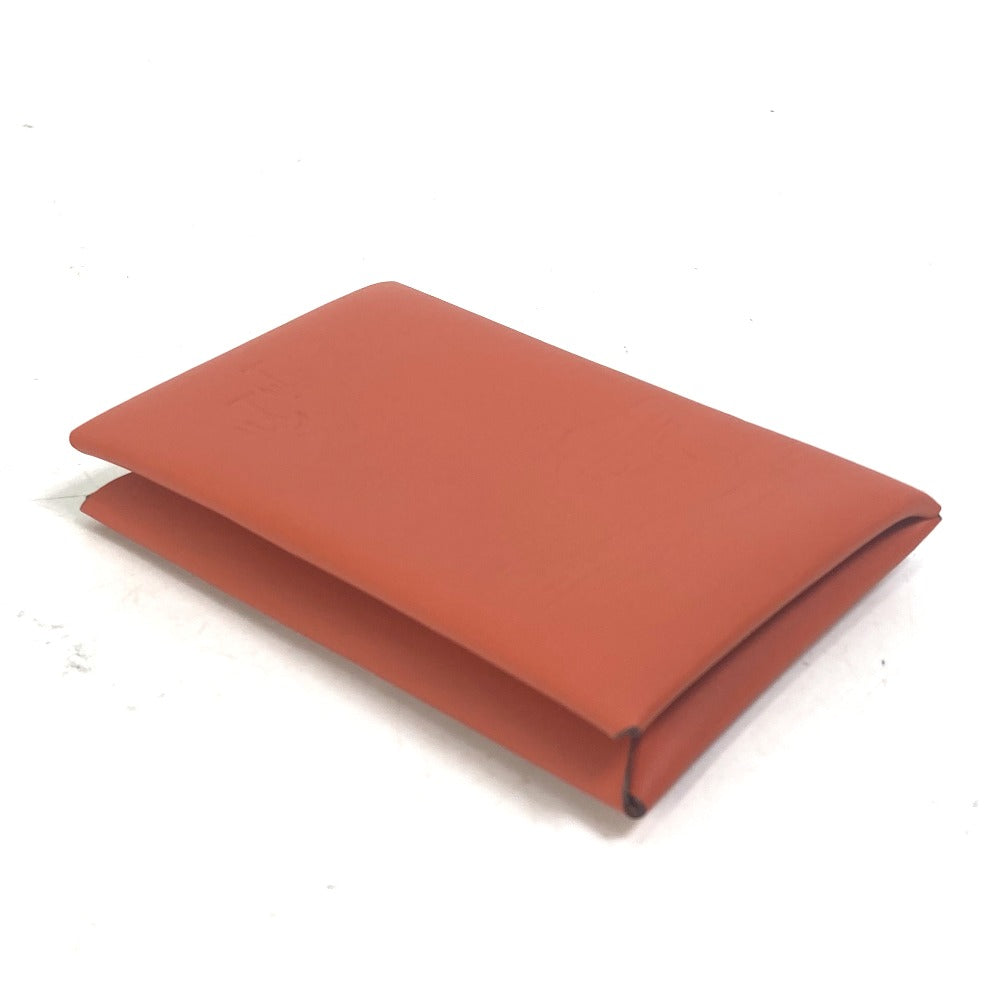 HERMES Business Card Holder/Pass Case with Calvi Palm Tree Design, Bifold Card Case, Swift, Unisex, Orange