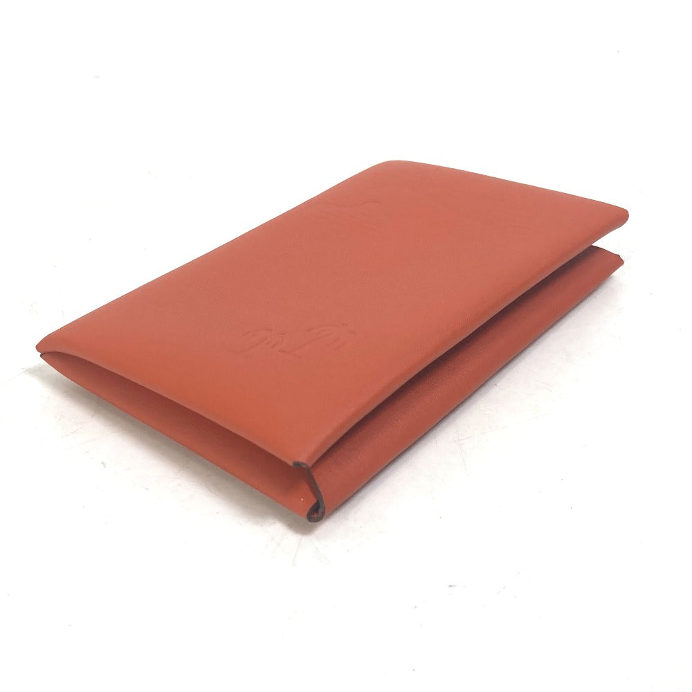 HERMES Business Card Holder/Pass Case with Calvi Palm Tree Design, Bifold Card Case, Swift, Unisex, Orange
