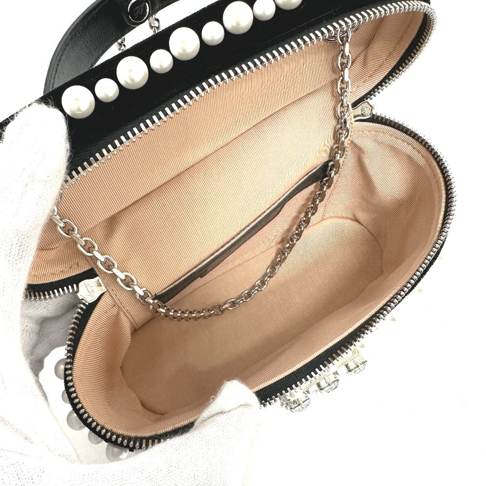 ROGER VIVIER RBWANMH70000LU クリスタル フェイクパール ヴァニティ カバン マイクロ 2WAY ハンドバッグ ベルベット レディース ブラック - brandshop-reference