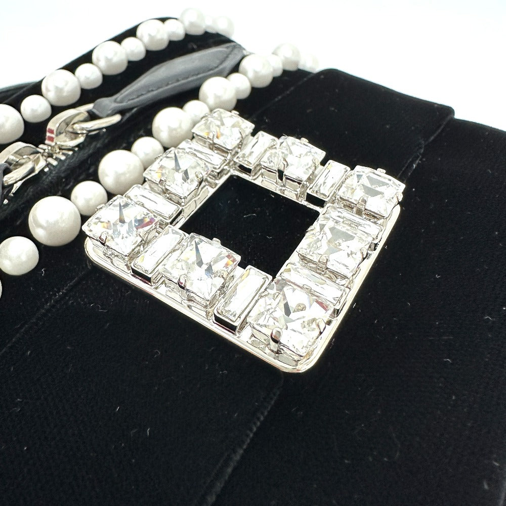 ROGER VIVIER RBWANMH70000LU クリスタル フェイクパール ヴァニティ カバン マイクロ 2WAY ハンドバッグ ベルベット レディース ブラック - brandshop-reference