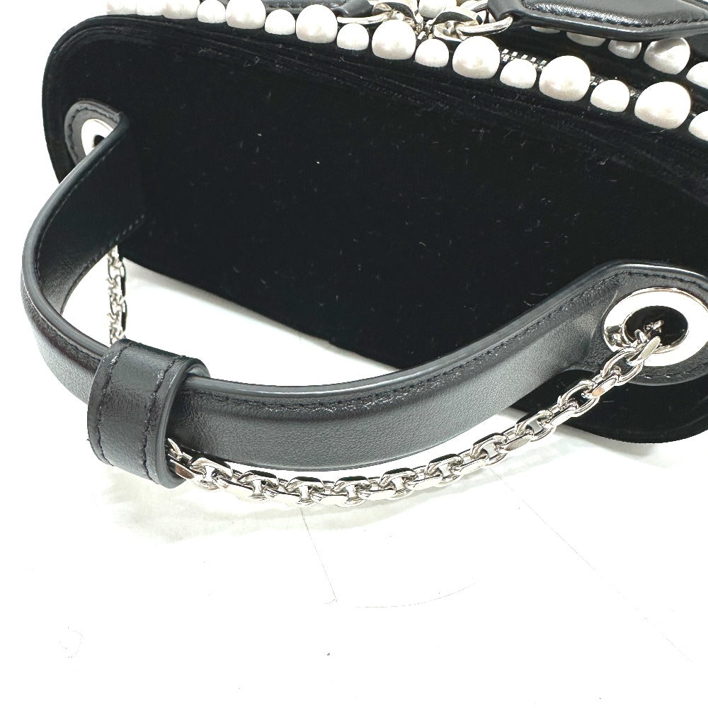 ROGER VIVIER RBWANMH70000LU クリスタル フェイクパール ヴァニティ カバン マイクロ 2WAY ハンドバッグ ベルベット レディース ブラック - brandshop-reference