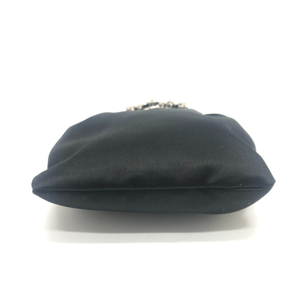 ROGER VIVIER RBWANVK0000RS0B999 크리스탈 드레이프 포켓 부케 스트라스 마이크로 2WAY 백 핸드백 가방 핸드백 새틴 여성용 블랙