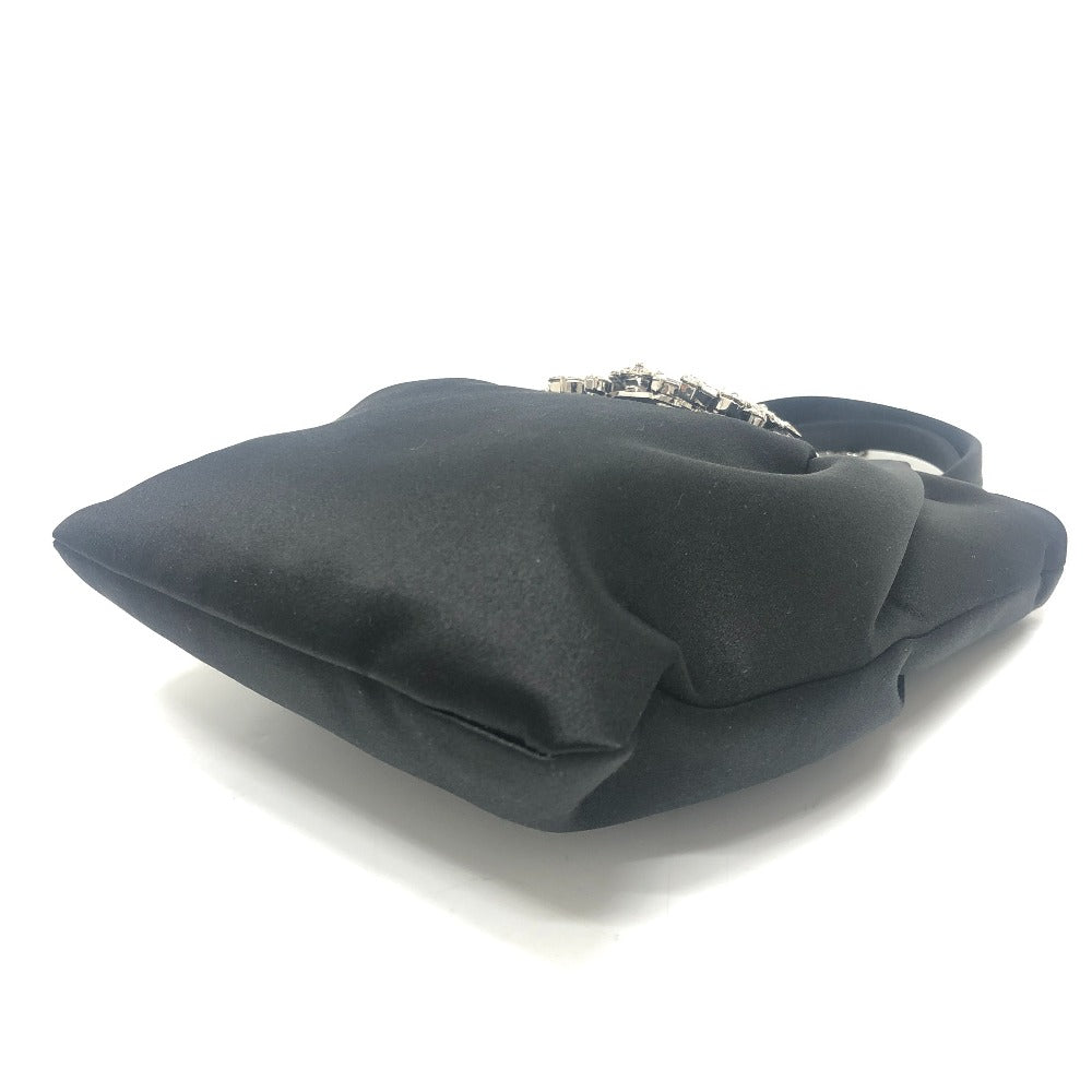 ROGER VIVIER RBWANVK0000RS0B999 크리스탈 드레이프 포켓 부케 스트라스 마이크로 2WAY 백 핸드백 가방 핸드백 새틴 여성용 블랙