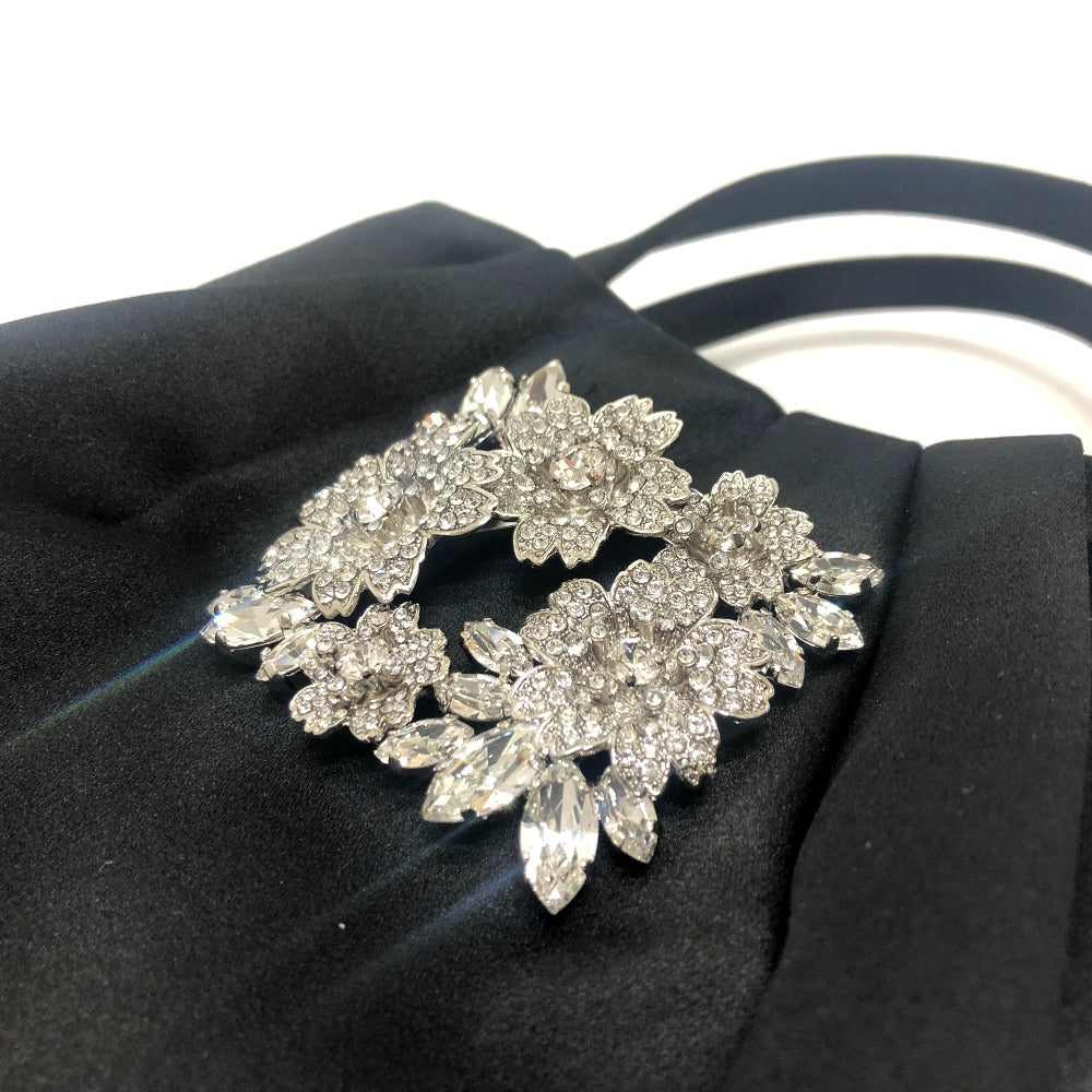 ROGER VIVIER RBWANVK0000RS0B999 크리스탈 드레이프 포켓 부케 스트라스 마이크로 2WAY 백 핸드백 가방 핸드백 새틴 여성용 블랙