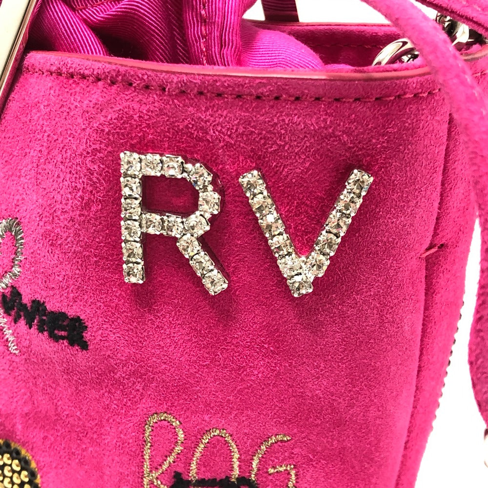 ROGER VIVIER Funny Love 2WAY Bag Chain Shoulder Bag Handbag Suede Women's Pink