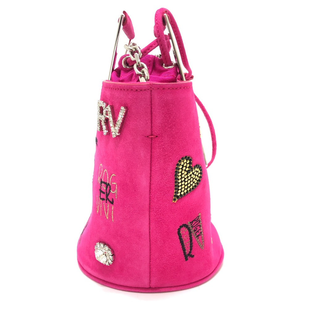 ROGER VIVIER Funny Love 2WAY Bag Chain Shoulder Bag Handbag Suede Women's Pink