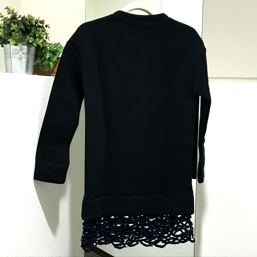 MSGM 1741MDA35 Lip Motif Sweat Dress, Cotton, Women's, Black/Navy, Tag Included