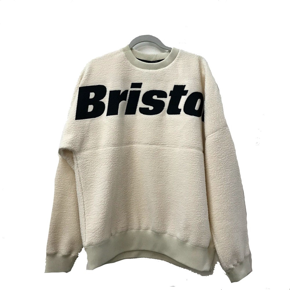 Bristol FCRB-222045 F.C.Real Bristol BOA FLEECE BIG LOGO CREWNECK TOP ボア フリース トレーナー ポリエステル メンズ OFF WHITE ホワイト