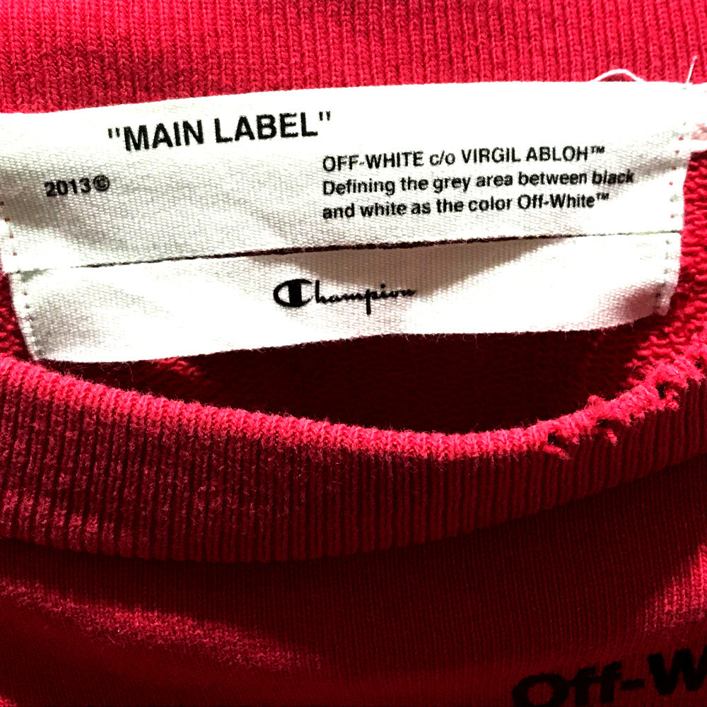 OFF-WHITE OMBA021S188750502010 Sweatshirt, 2018SS Champion Collaboration Crew Neck Sweatshirt, Cotton, Men's, Red/Black