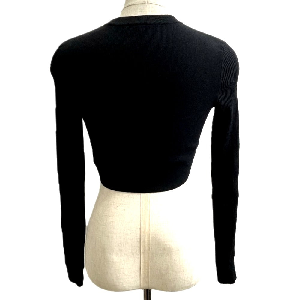 UN3D 522422601101 Short Knit Top, Sleeve-Toggle Knit, Short Length, Rayon, Women's, Black